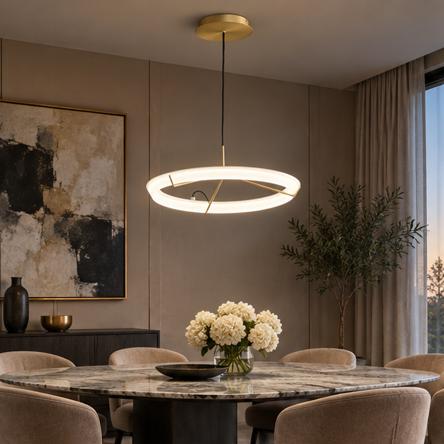 RoyaleGlow Modern LED Ring Pendant Light - Artistic Halo Chandelier