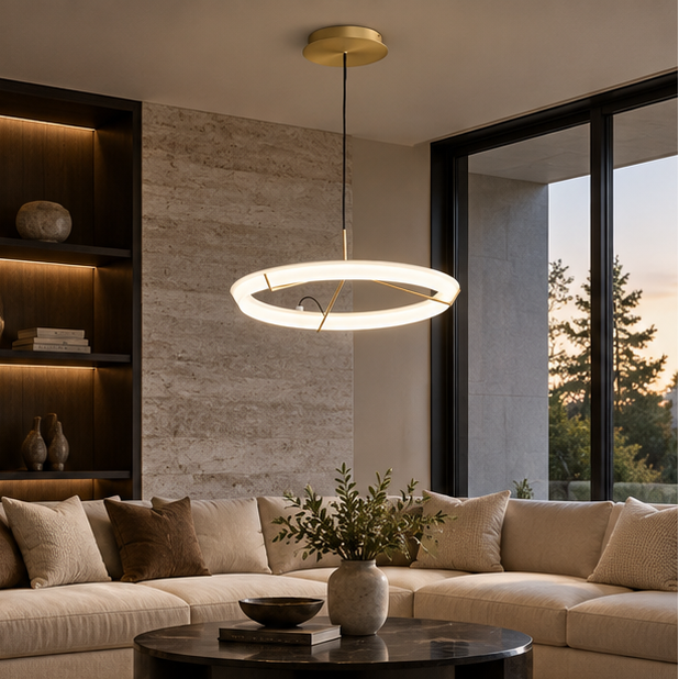 RoyaleGlow Modern LED Ring Pendant Light - Artistic Halo Chandelier