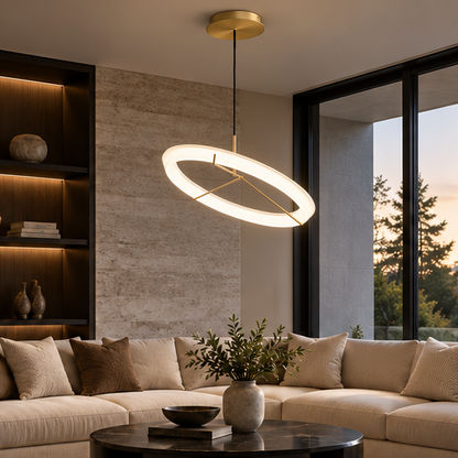 RoyaleGlow Modern LED Ring Pendant Light - Artistic Halo Chandelier
