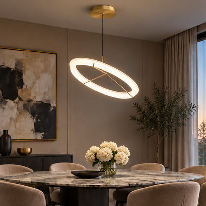RoyaleGlow Modern LED Ring Pendant Light - Artistic Halo Chandelier