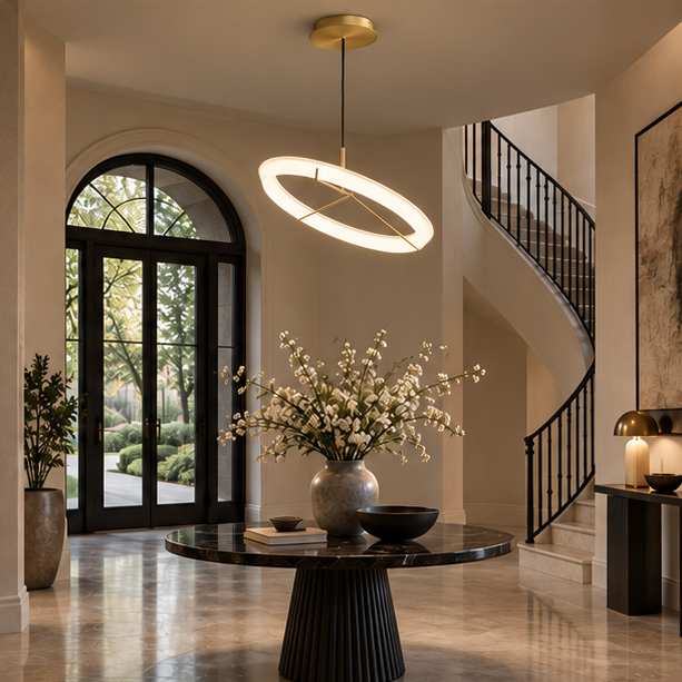RoyaleGlow Modern LED Ring Pendant Light - Artistic Halo Chandelier