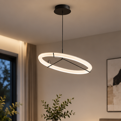 RoyaleGlow Modern LED Ring Pendant Light - Artistic Halo Chandelier