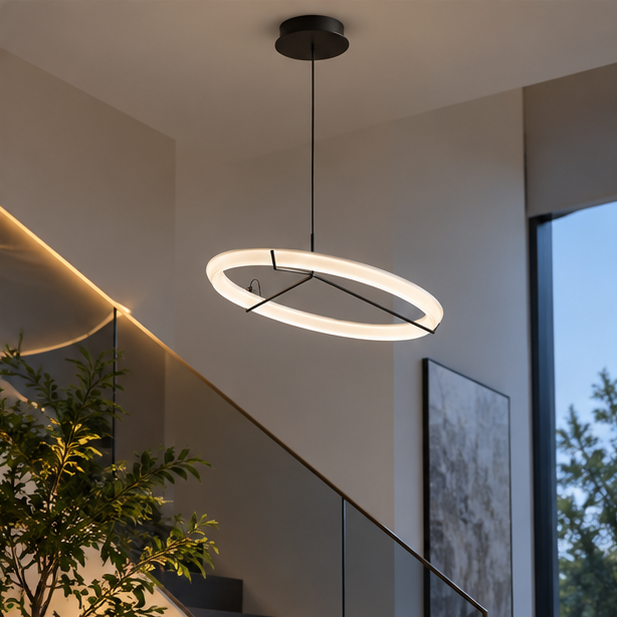 RoyaleGlow Modern LED Ring Pendant Light - Artistic Halo Chandelier