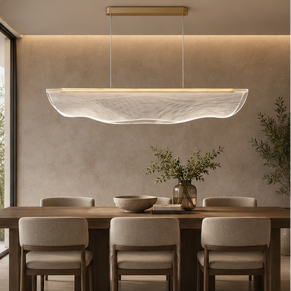RoyaleGlow Modern Wave Acrylic Pendant Light - Architectural Chandelier for Dining, Living Room