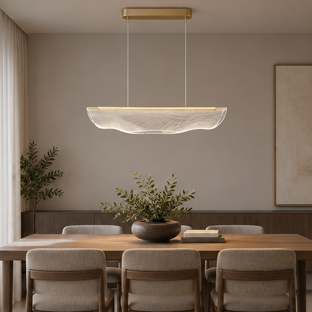 RoyaleGlow Modern Wave Acrylic Pendant Light - Architectural Chandelier for Dining, Living Room