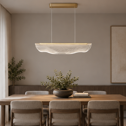 RoyaleGlow Modern Wave Acrylic Pendant Light - Architectural Chandelier for Dining, Living Room