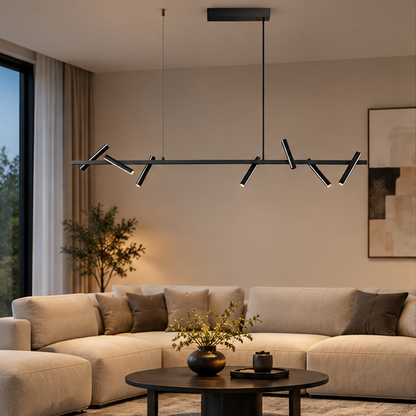 RoyaleGlow Modern Black Ring Chandelier - Adjustable Hanging LED Light Fixture