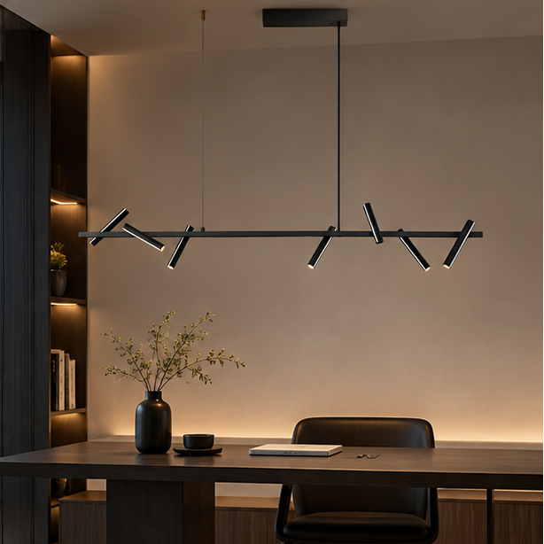 RoyaleGlow Modern Black Ring Chandelier - Adjustable Hanging LED Light Fixture