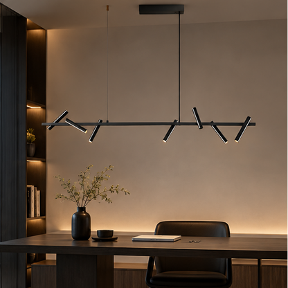 RoyaleGlow Modern Black Ring Chandelier - Adjustable Hanging LED Light Fixture