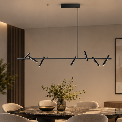 RoyaleGlow Modern Black Ring Chandelier - Adjustable Hanging LED Light Fixture