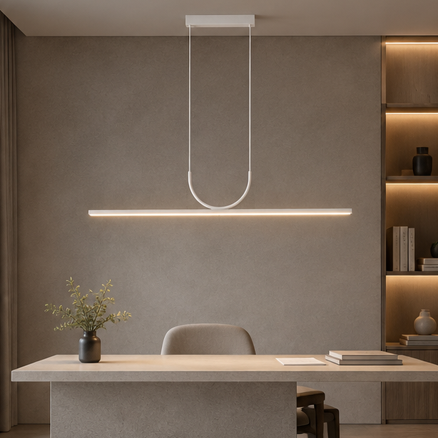 RoyaleGlow Modern Minimalist Linear LED Pendant Light- Adjustable Dining Room Chandelier