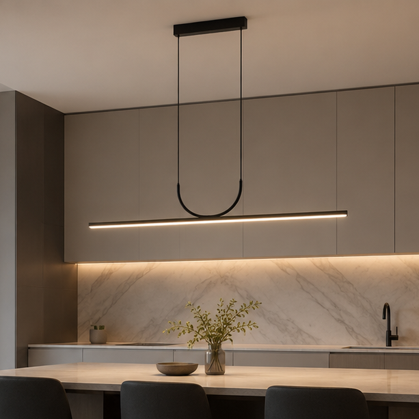 RoyaleGlow Modern Minimalist Linear LED Pendant Light- Adjustable Dining Room Chandelier