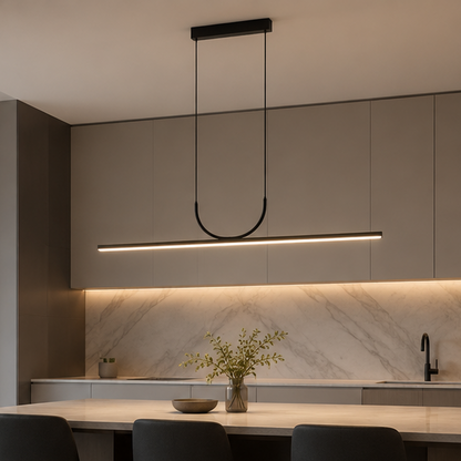 RoyaleGlow Modern Minimalist Linear LED Pendant Light- Adjustable Dining Room Chandelier