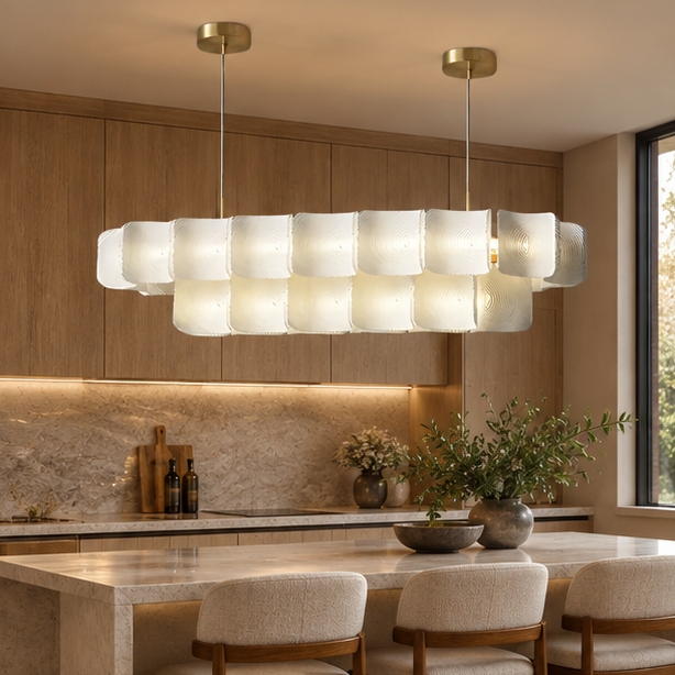 Royelux Modern Textured Glass Chandelier Pendant Light for Dining, Living room, Kitchen Island