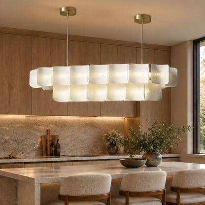 Royelux Modern Textured Glass Chandelier Pendant Light for Dining, Living room, Kitchen Island