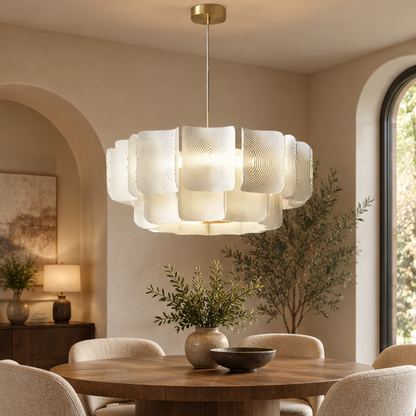 Royelux Modern Textured Glass Chandelier Pendant Light for Dining, Living room, Kitchen Island