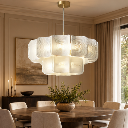 Royelux Modern Textured Glass Chandelier Pendant Light for Dining, Living room, Kitchen Island