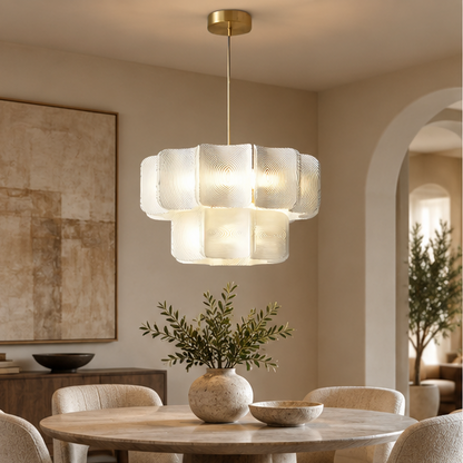 Royelux Modern Textured Glass Chandelier Pendant Light for Dining, Living room, Kitchen Island