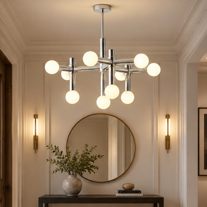 Royelux Modern Chrome Glass Globe Chandelier Lighting Fixture