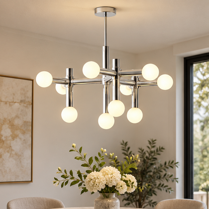 Royelux Modern Chrome Glass Globe Chandelier Lighting Fixture