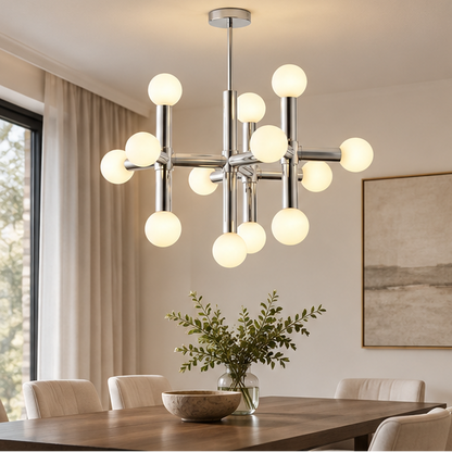 Royelux Modern Chrome Glass Globe Chandelier Lighting Fixture