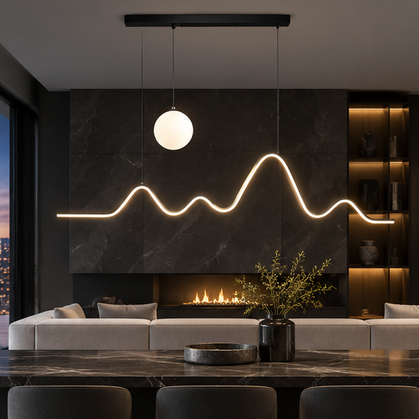 RoyaleGlow Modern LED Mountain Chandelier - Dining Room Hanging Light Fixture