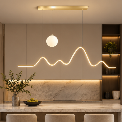 RoyaleGlow Modern LED Mountain Chandelier - Dining Room Hanging Light Fixture