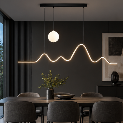 RoyaleGlow Modern LED Mountain Chandelier - Dining Room Hanging Light Fixture