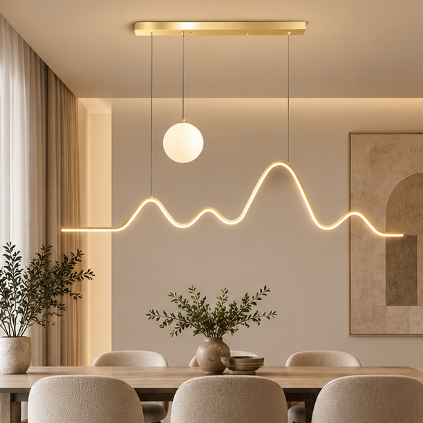 RoyaleGlow Modern LED Mountain Chandelier - Dining Room Hanging Light Fixture