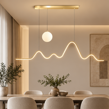 RoyaleGlow Modern LED Mountain Chandelier - Dining Room Hanging Light Fixture