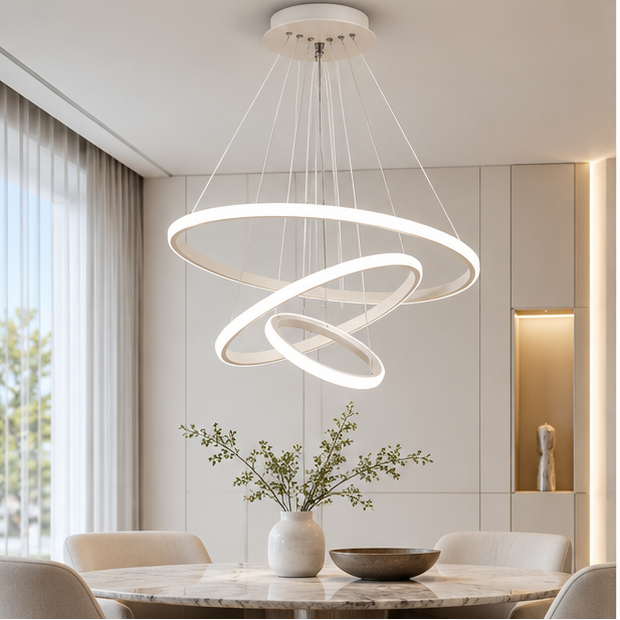 Royelux Modern Led Ring Chandelier - Adjustable Hanging Light Fixture For Living Room