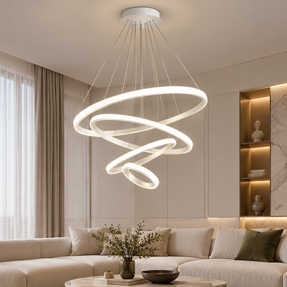 Royelux Modern Led Ring Chandelier - Adjustable Hanging Light Fixture For Living Room