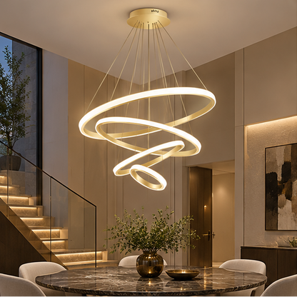Royelux Modern Led Ring Chandelier - Adjustable Hanging Light Fixture For Living Room
