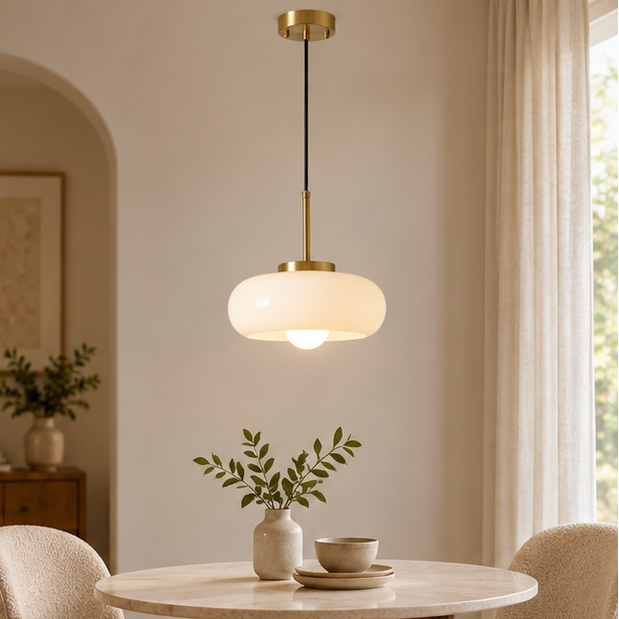 Royelux Glass Pendant Light-Bread Shape Dimmable Artistic Stained-Glass Chandelier - Royale Basic