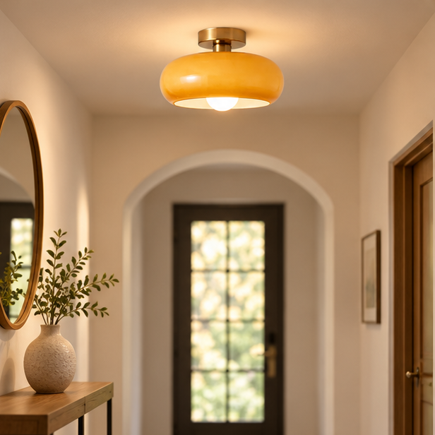 Royelux Glass Pendant Light-Bread Shape Dimmable Artistic Stained-Glass Chandelier - Royale Basic