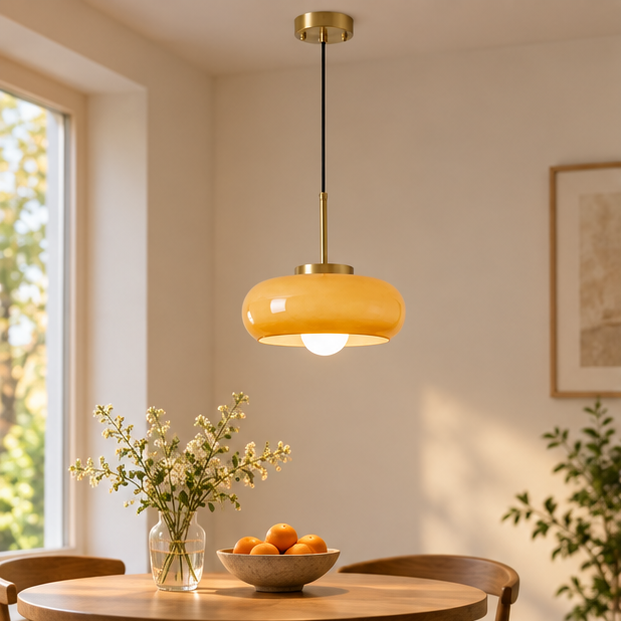 Royelux Glass Pendant Light-Bread Shape Dimmable Artistic Stained-Glass Chandelier - Royale Basic