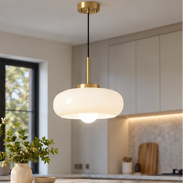 Royelux Glass Pendant Light-Bread Shape Dimmable Artistic Stained-Glass Chandelier - Royale Basic