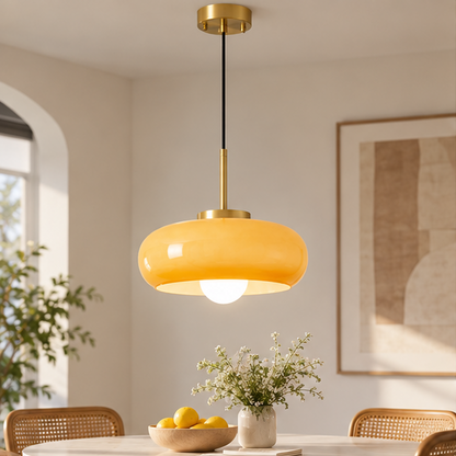Royelux Glass Pendant Light-Bread Shape Dimmable Artistic Stained-Glass Chandelier - Royale Basic