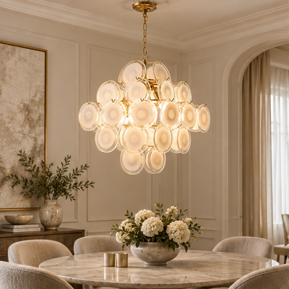 Royelux Glass Disc Chandelier - Vintage Art Pendant Light