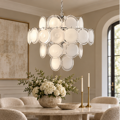 Royelux Glass Disc Chandelier - Vintage Art Pendant Light
