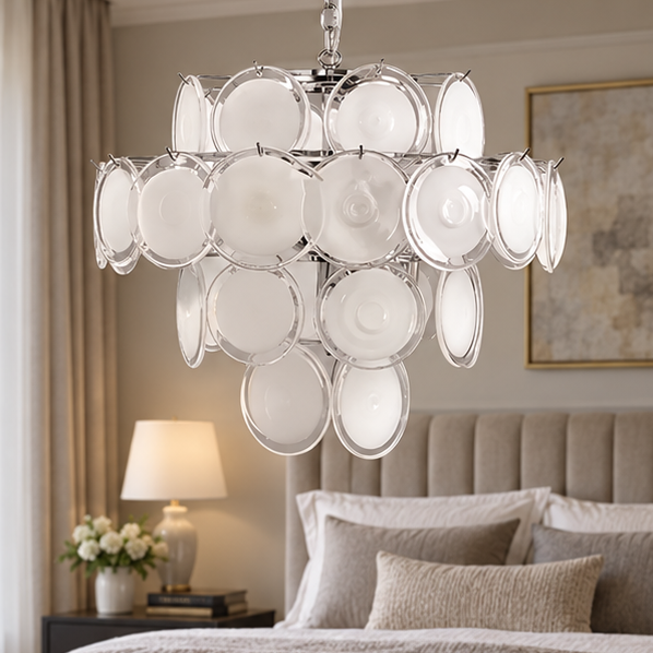 Royelux Glass Disc Chandelier - Vintage Art Pendant Light