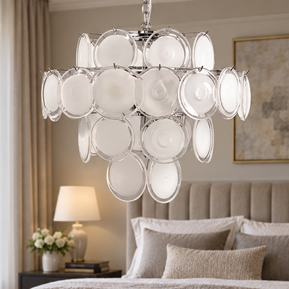 Royelux Glass Disc Chandelier - Vintage Art Pendant Light