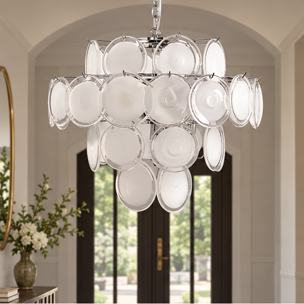 Royelux Glass Disc Chandelier - Vintage Art Pendant Light