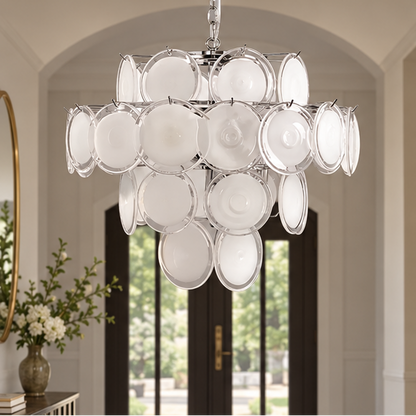 Royelux Glass Disc Chandelier - Vintage Art Pendant Light