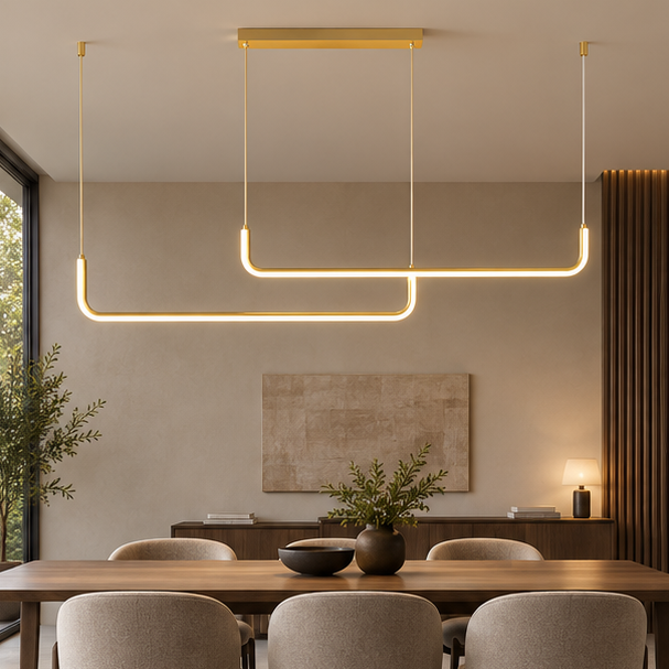 Royelux Modern Linear LED Pendant Light For Kitchen Island And Dining Room