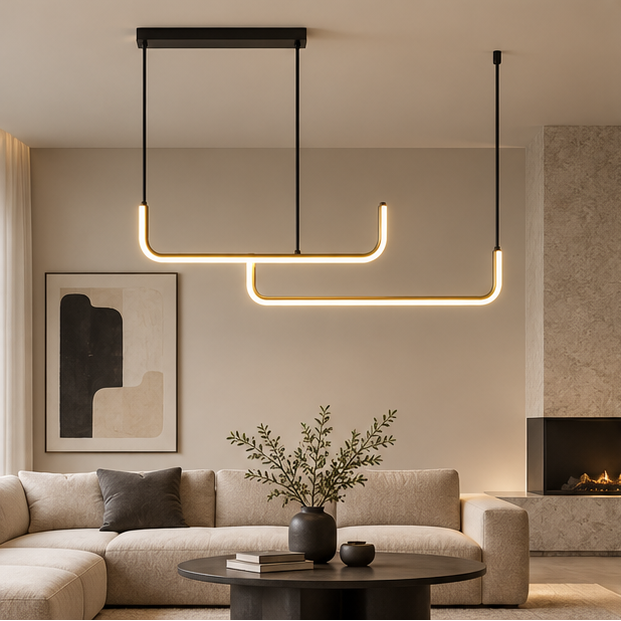 Royelux Modern Linear LED Pendant Light For Kitchen Island And Dining Room