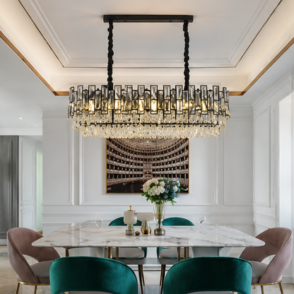 LuxRoyale Modern Crystal Chandelier Round Black Ceiling Light Fixture