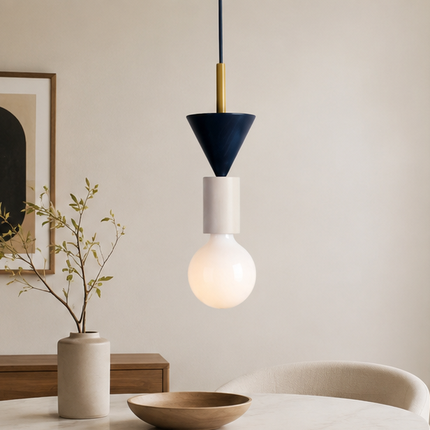 LuxRoyale Modern Wooden Geometric Pendant Light Striped Accent Ceiling Fixture