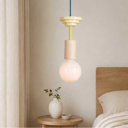 LuxRoyale Modern Wooden Geometric Pendant Light Striped Accent Ceiling Fixture