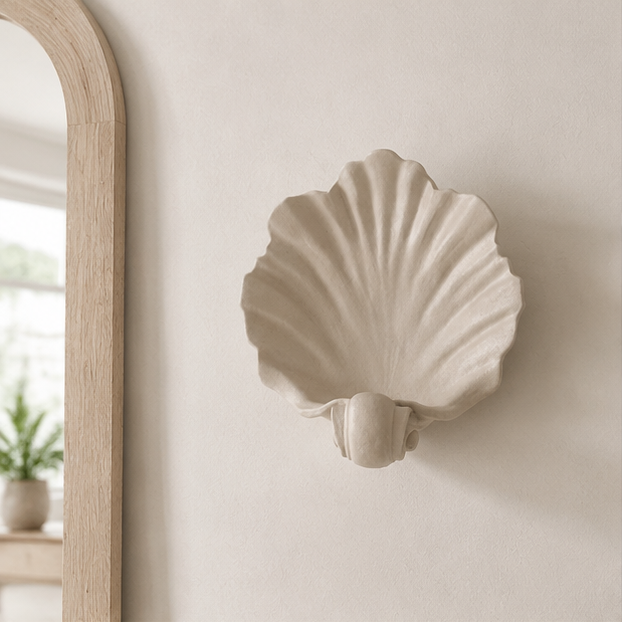 LuxRoyale Coastal Shell Wall Sconce Candle Holder-Sculptural Art Deco Design